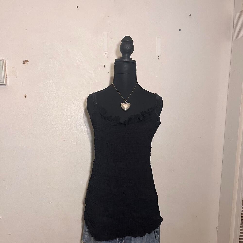 Goth missguided black ruffle tank